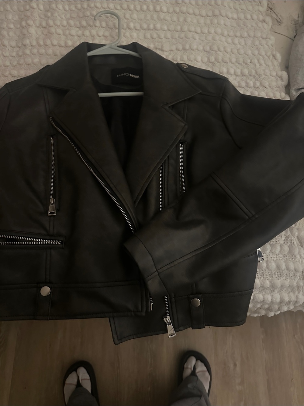 Fashion Nova Black Faux Leather Moto Jacket